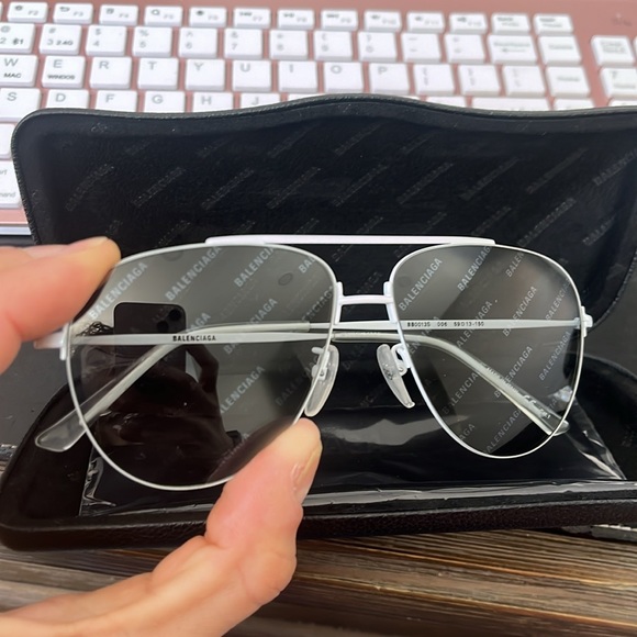 Balenciaga Accessories - Balenciaga Logo Printed Lens Aviator Sunglasses